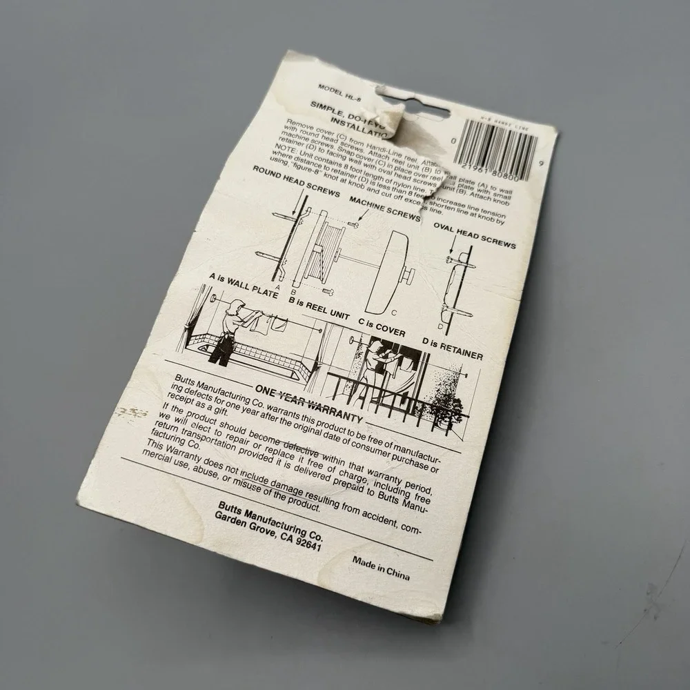 Vintage Butts Handi-Line Single 8' Retractable Clothesline H-8 Boats Indoor